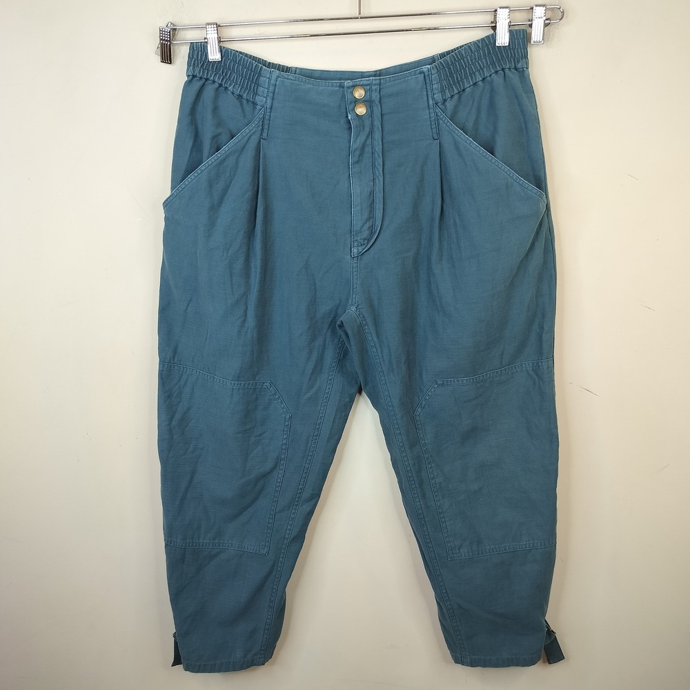 Anthropologie Pilcro Cropped Jogger Pants XL Utility Cargo Boho Blue